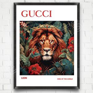 Gucci Lion Print 11 x 14  Gucci Wall Decor Fashion Art Gucci Animal Theme